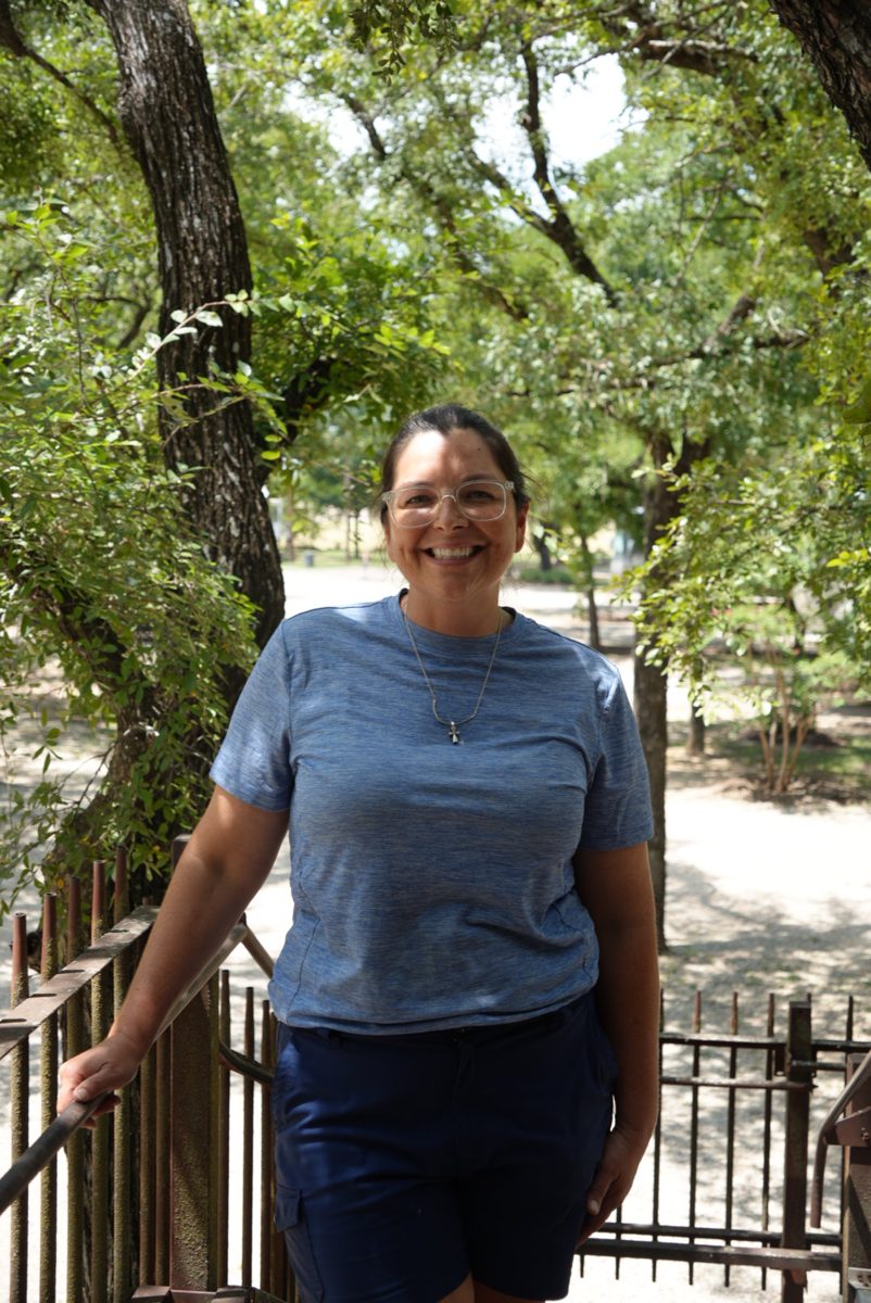 Emily Kirtner, owner of North Crest RV Park, by the tree office