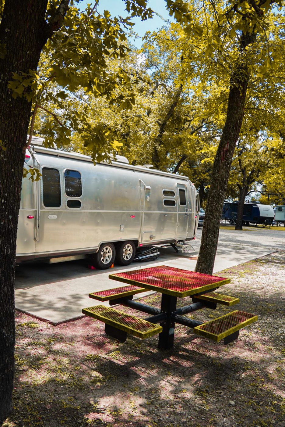 A picnic table at every site