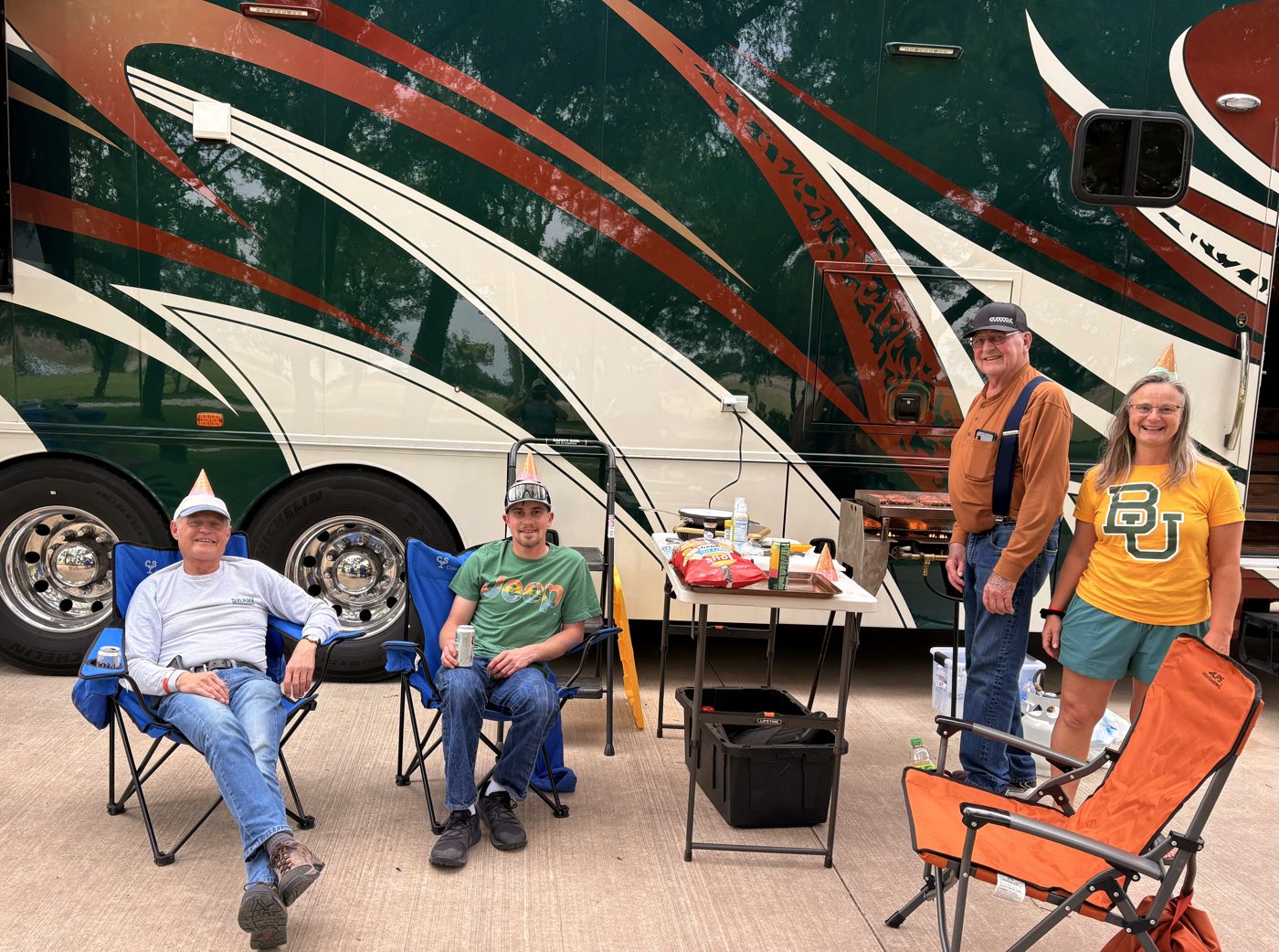 Game-day tailgating under the oaks